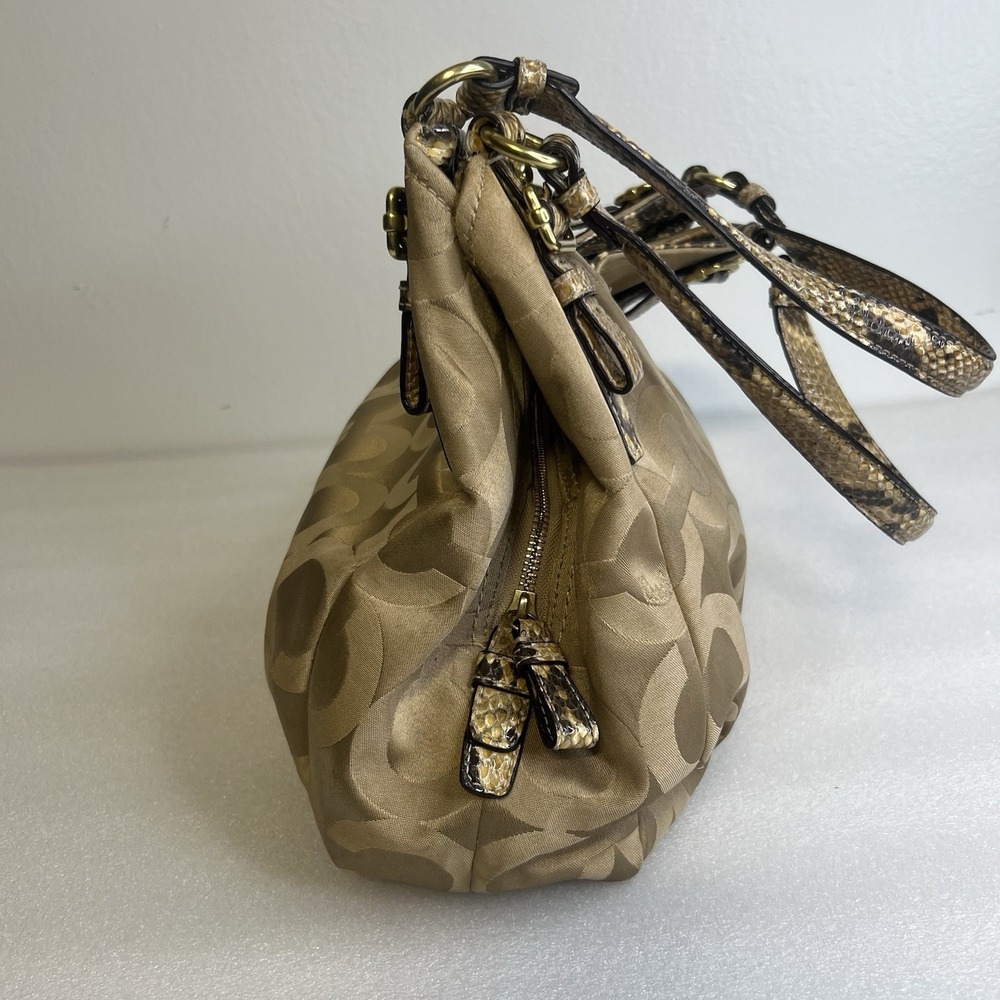 Coach Madison Op Art Signature Sateen Maggie snake Strap F17689 Shoulder Bag - Picture 5 of 15